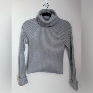 American Eagle Grey Cowl Neck Cropped Sweater